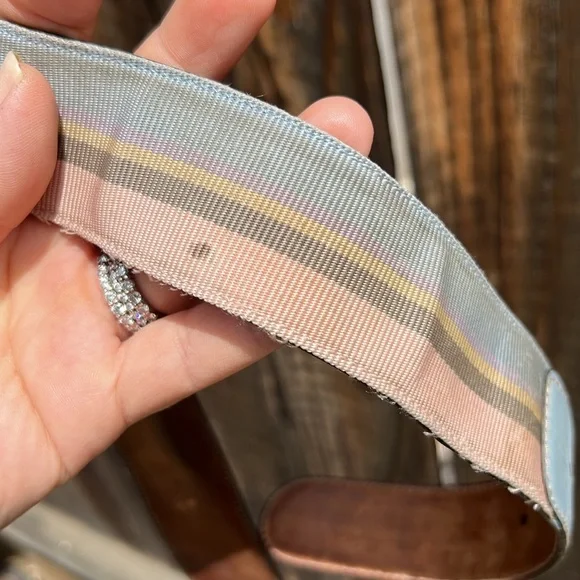 Gucci Multicolor Stripe Canvas and Leather Interlocking G Buckle Belt . Size 36 - Picture 8 of 17